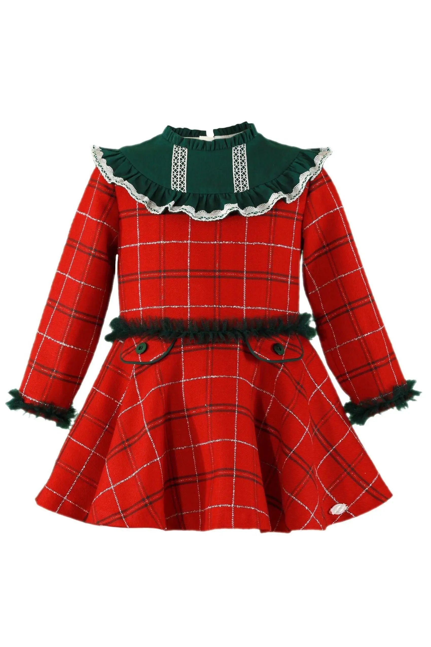 AW24 Miranda Girls Red Check Dress 229V Dainty Delilah