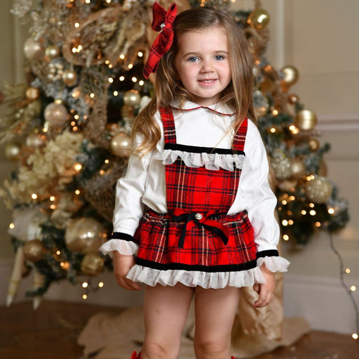 AW24 Naxos Baby Girls Christmas Tartan Romper Set