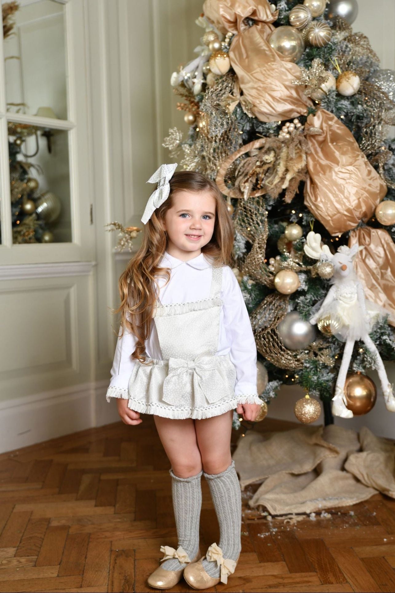 AW24 Naxos Baby Girls Silver Croc Romper Set Dainty Delilah