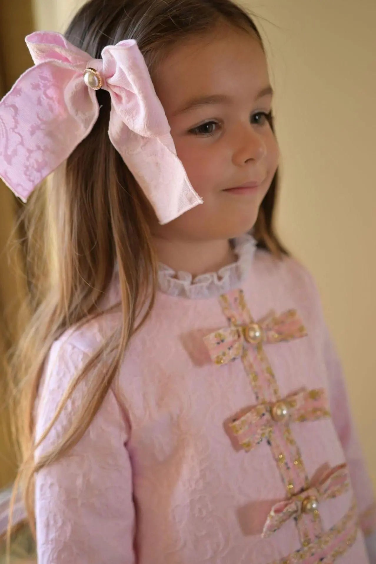 AW24 Naxos Girls Pink Damask Dress Dainty Delilah