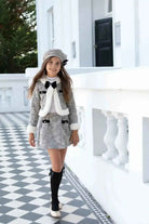 AW25 Babine Girls Black Tweed Blazer, Skirt & Shirt