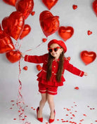 AW25 Babine Girls Red Velvet Blazer Set