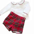 AW25 Baby Boys Red Christmas Tartan Short Set
