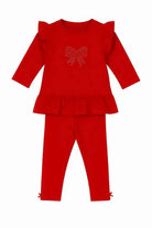 AW25 Girls Red Diamanté Bow Tracksuit