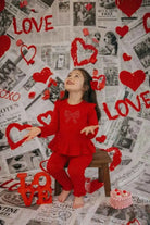 AW25 Girls Red Diamanté Bow Tracksuit