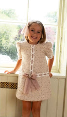 AW25 Naxos Girls Beige Glitter Tweed Dress
