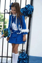 AW25 Naxos Girls Royal Blue Tweed Blazer & Skirt Set