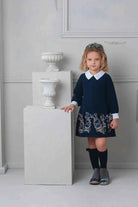 AW25 Rochy Girls Navy Chain Bow Dress