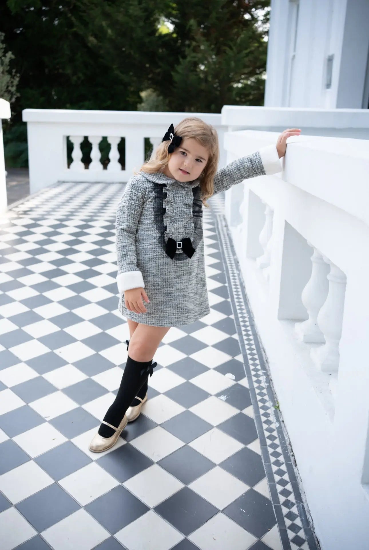 AW25 Babine Girls Black Tweed Dress Babine