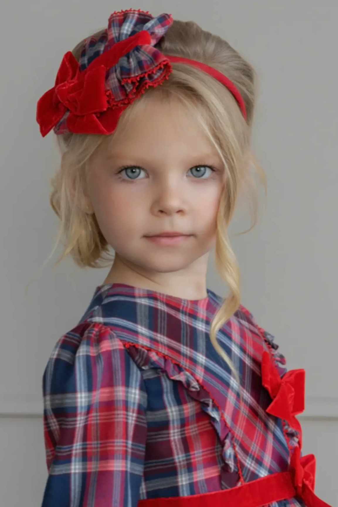 AW25 Girls Miranda Red Check Headband Miranda