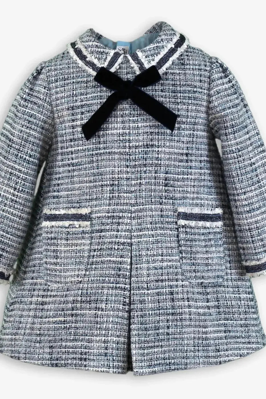 AW25 Miranda Baby Girls Blue Tweed Dress Miranda