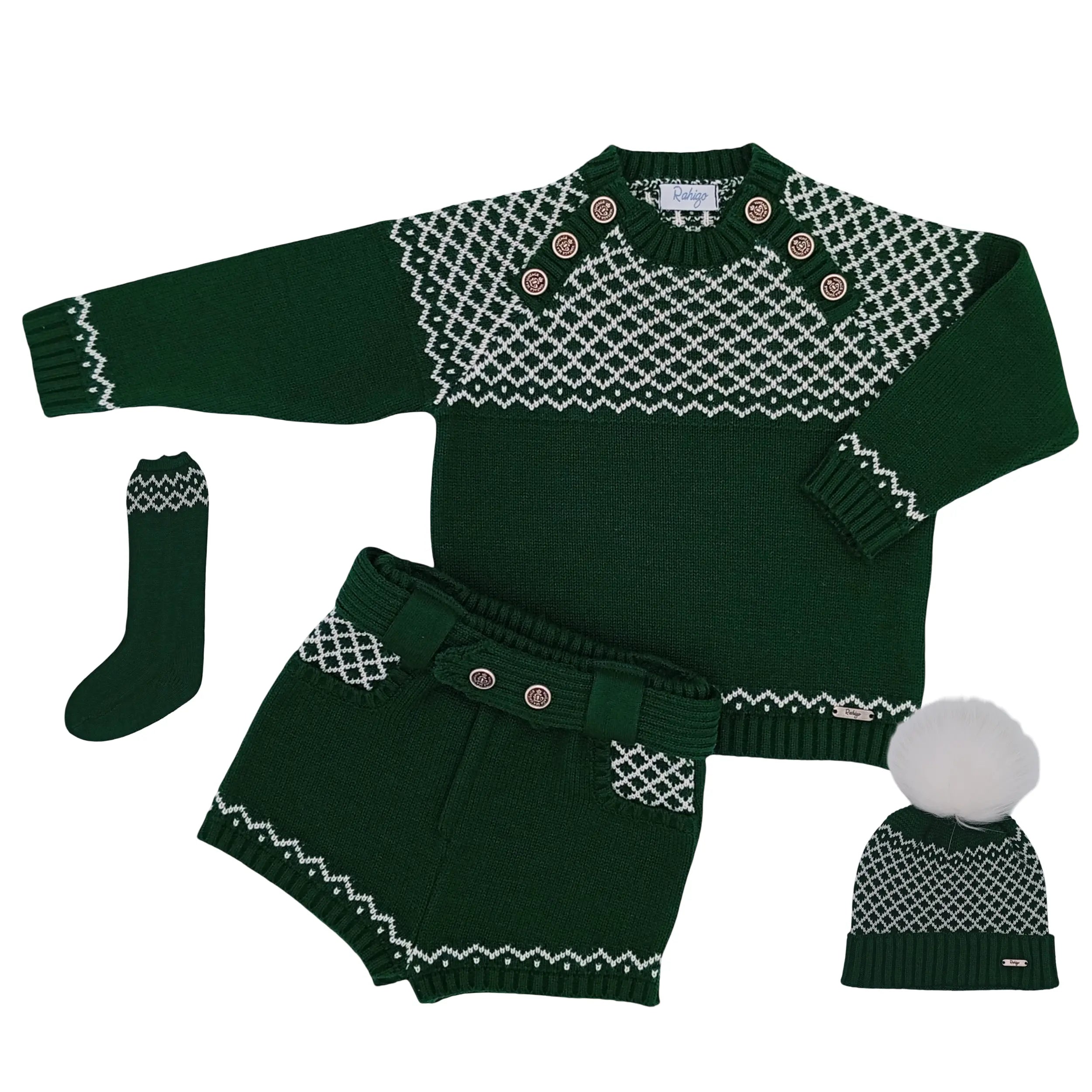 AW25 Rahigo Green & White Boys 5p Set Rahigo Moda Infantil