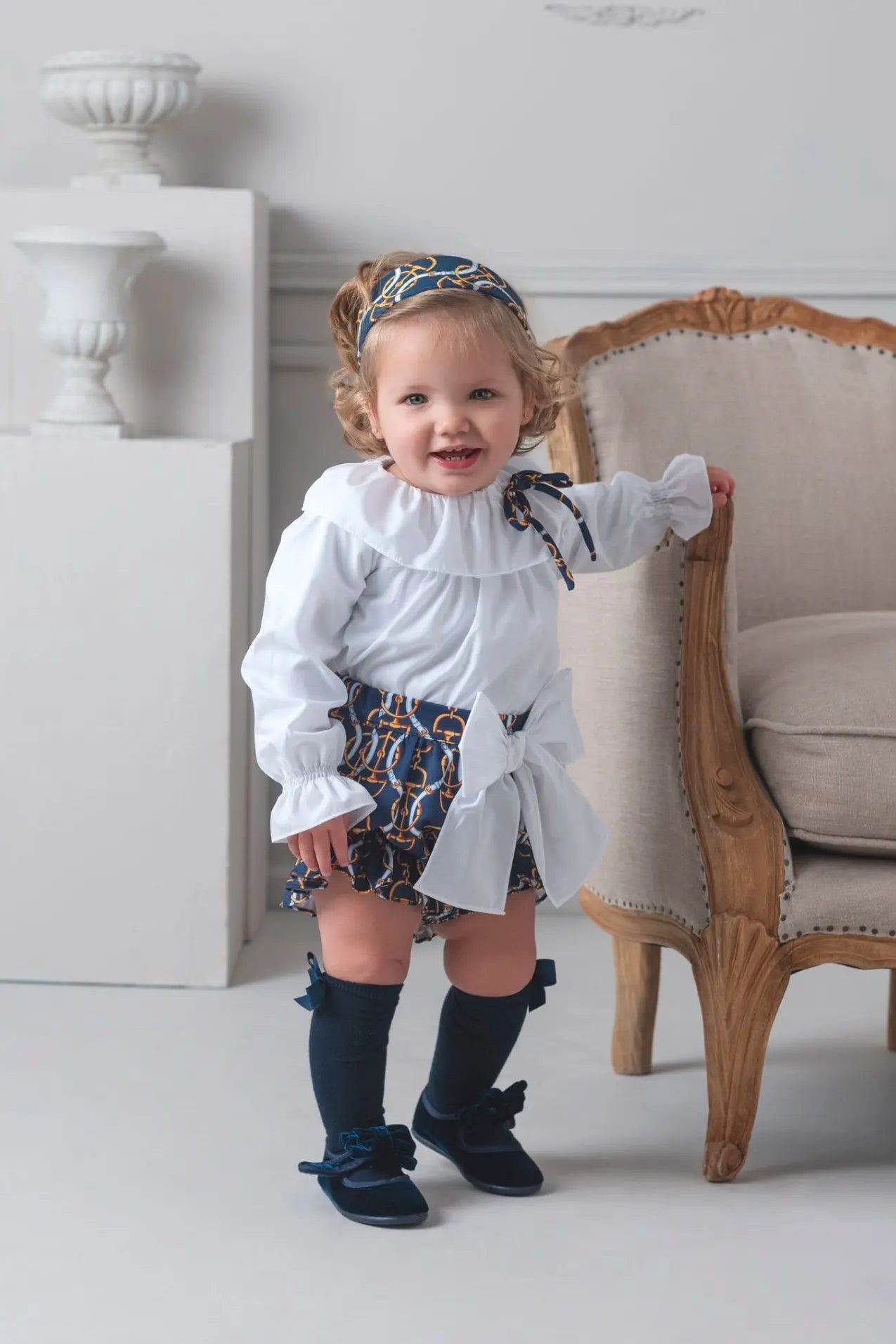 AW25 Rochy Baby Girls Navy & Gold Chains Jam Pant Set Rochy