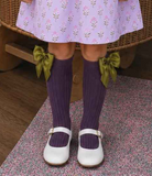 AW26 Dainty Delilah Girls Purple & Olive Dress, Hair-bow & Socks
