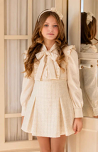 AW26 Rochy Girls Ivory Bow Shirt Detail Dress