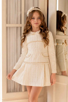 AW26 Rochy Girls Ivory Textured Peplum Dress