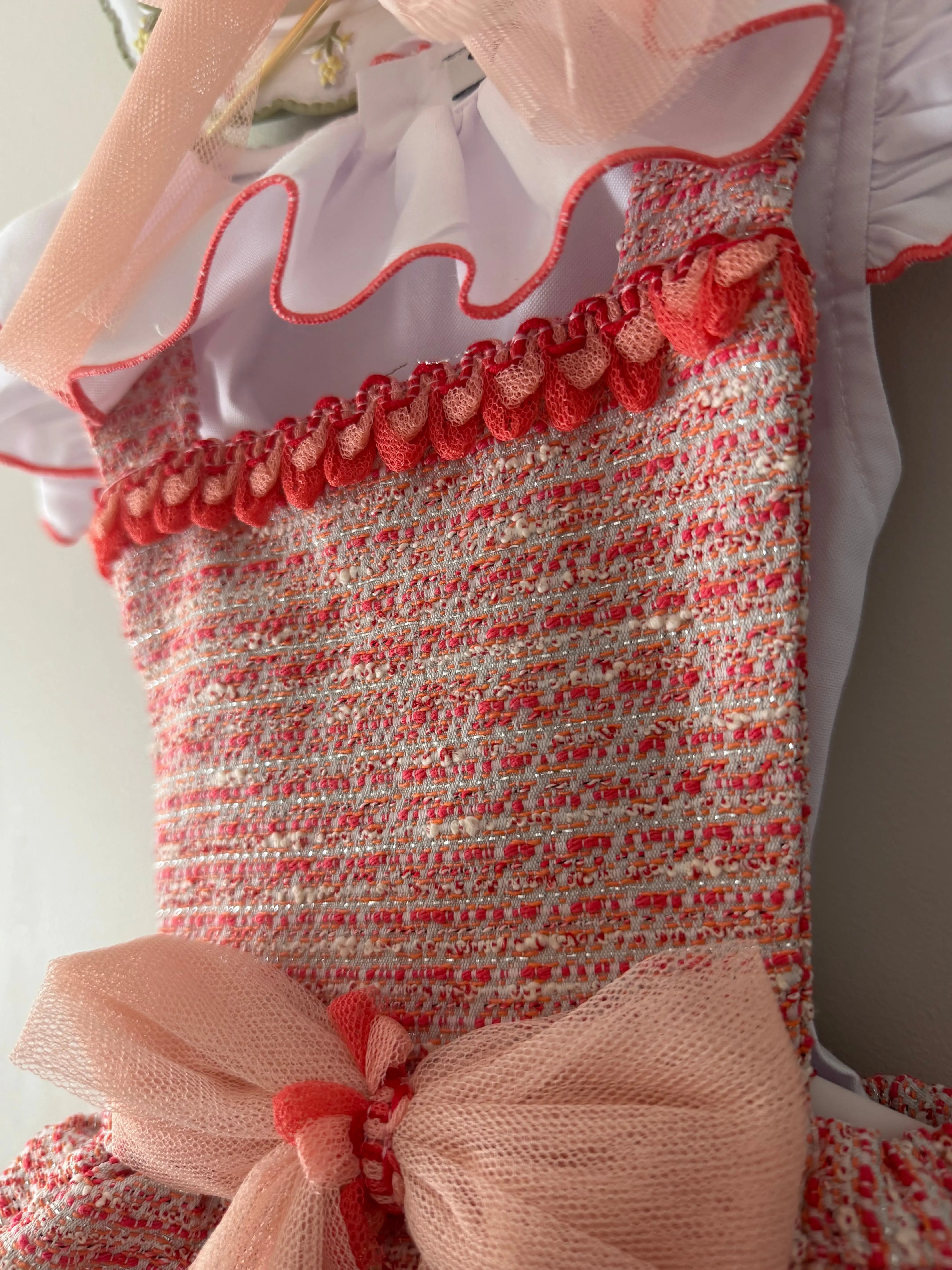 SS26 Naxos Baby Girls Coral & Peach Shirt & H Bar Romper Naxos