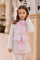 AW26 Naxos Pink Tweed Tulle Girls Blazer, Shirt & Skirt Set Naxos