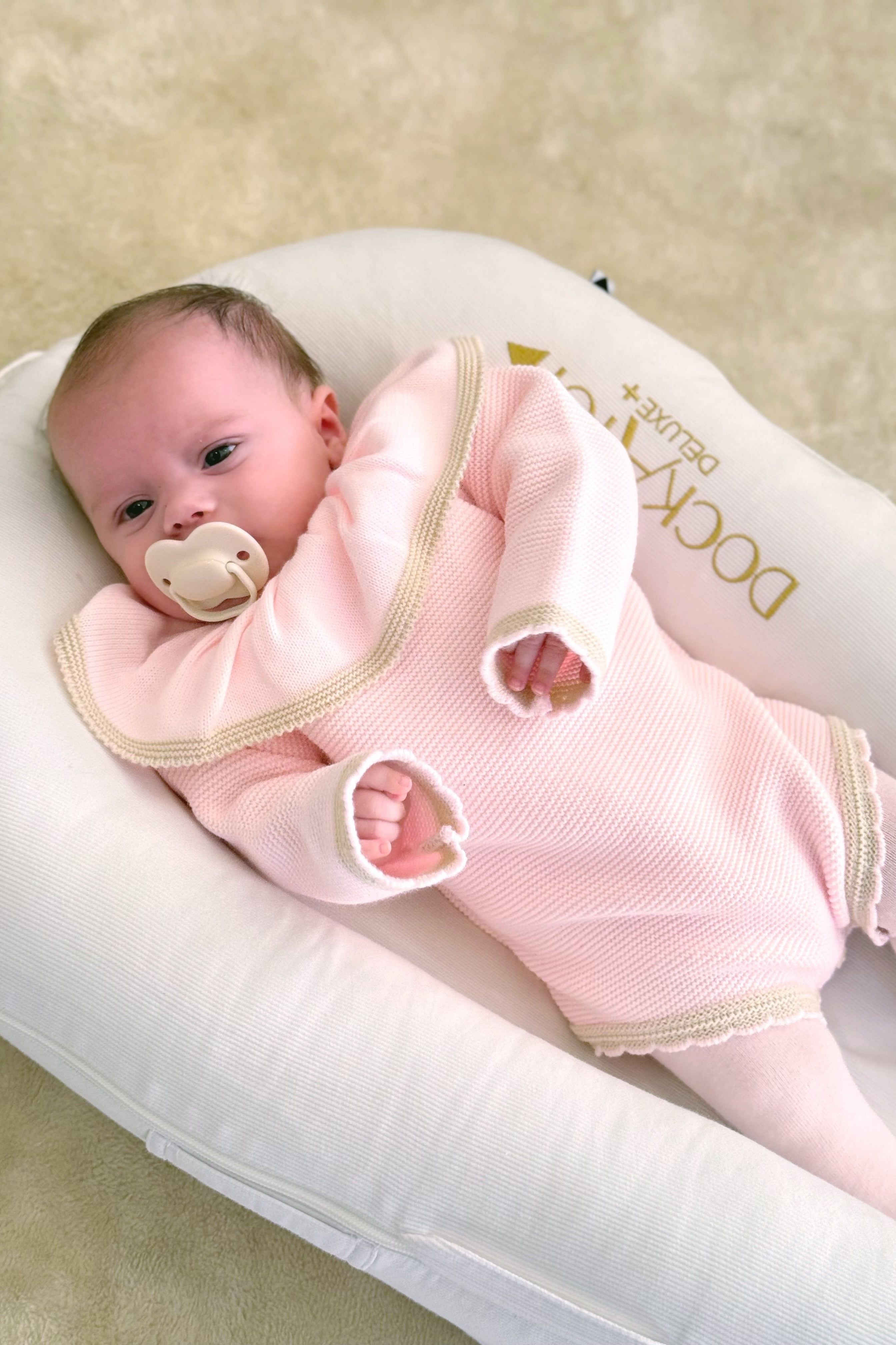 Baby Girls Pink Knitted Romper