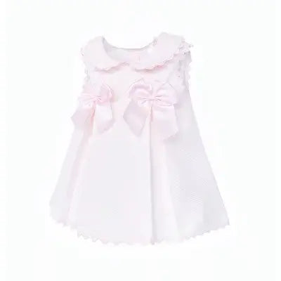 Baby Girls Pink Pleated Pique A Line Dress Dainty Delilah