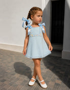 SS26 Baby Girls Blue Open Back Tulle Dress Dainty Delilah