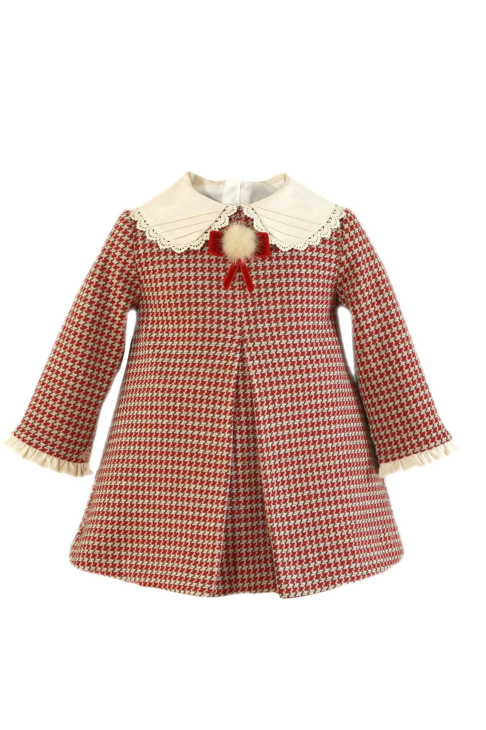 AW24 Miranda Baby Girls Wine & Cream Chanel Dress 147V - Dainty Delilah