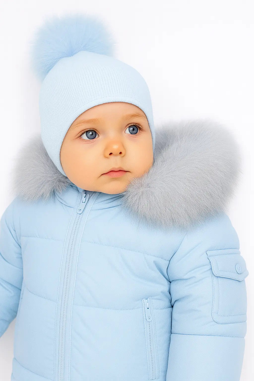 Blue Fur Hood Boys Coat - Register Your Size - We Will Inform You When Available Sizes 6m to 6 Years Dainty Delilah