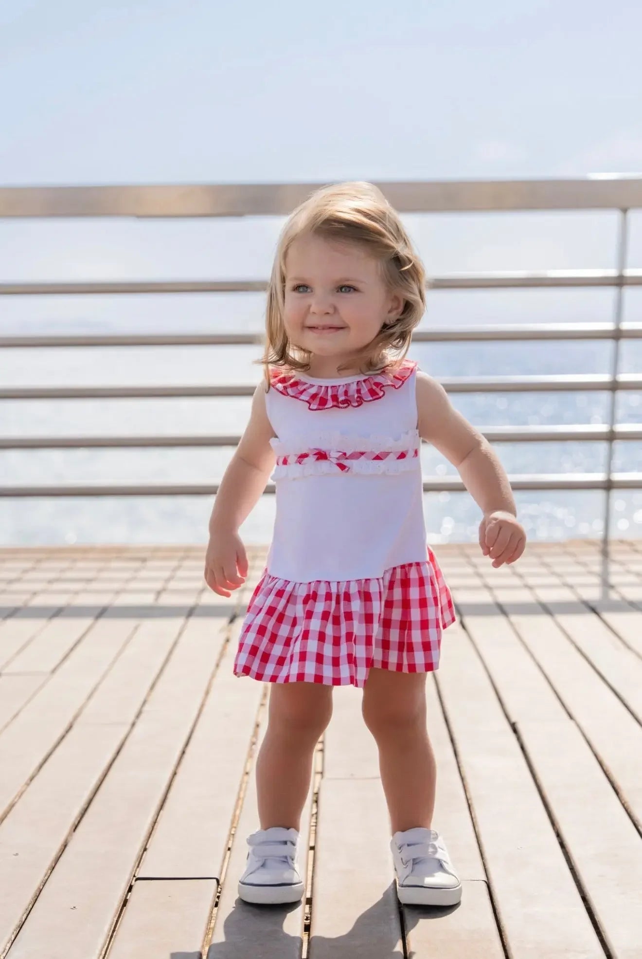 Miranda Baby Girls Red & White Check Summer Dress Miranda