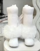 Baby Girls White Tights With White Fur Removable Cuffs Dainty Delilah