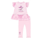 SS26 Girls Pink Tulle Carrousel T-Shirt & Legging Set Dainty Delilah