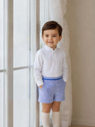AW26 Miranda Baby Boys Blue Tweed Shorts Set Miranda