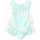 Girls Summer Mint Stripe Swimming Costume Dainty Delilah