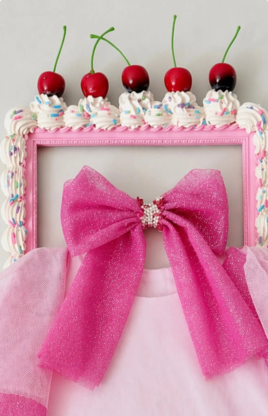 SS26 Naxos Girls Barbie Sparkle Tulle Hair Bow, pink tulle design, large and fluffy, one size available.