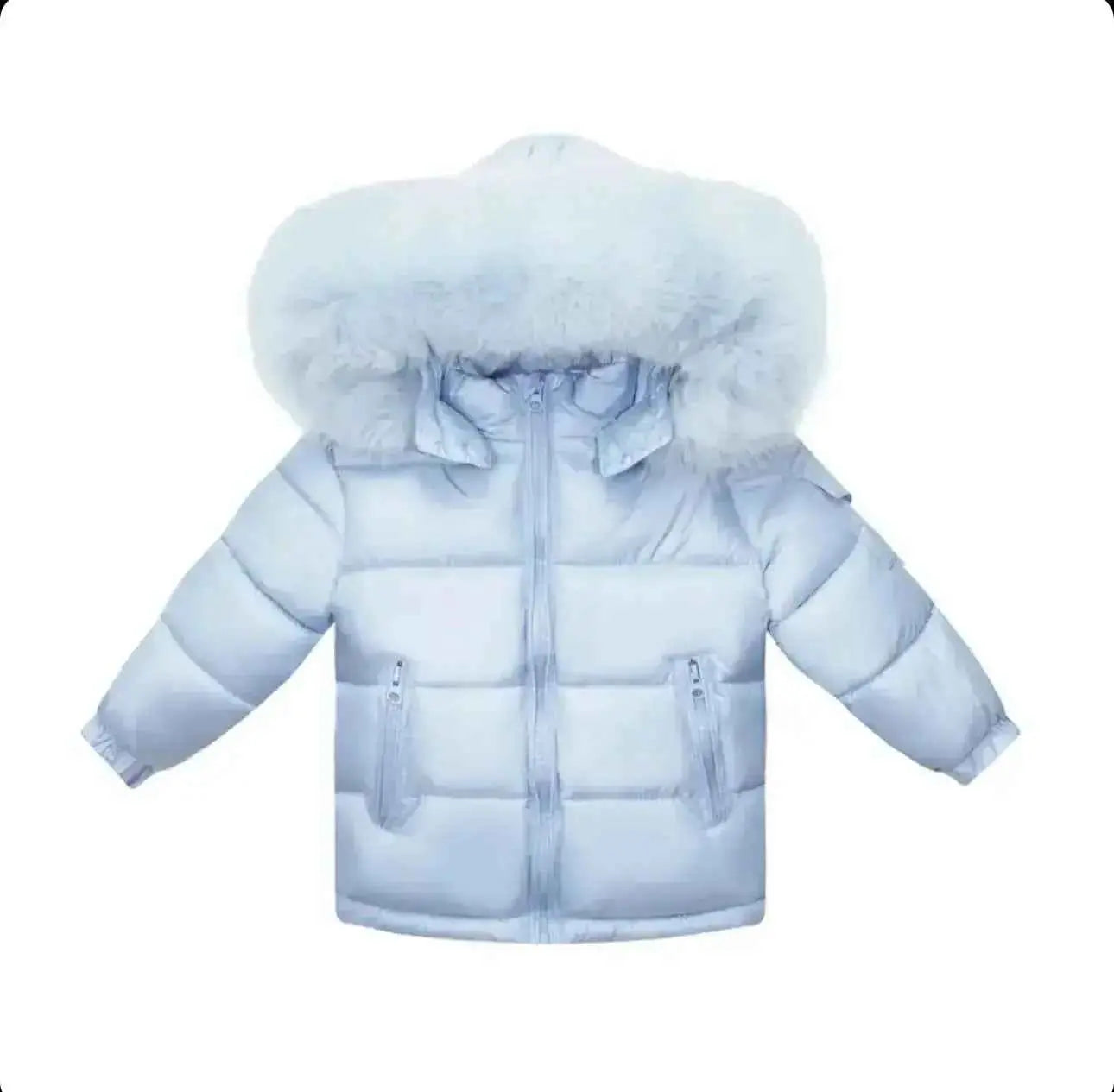 Baby Blue Fur Hood Unisex Coat Upto 12 Years - In Stock