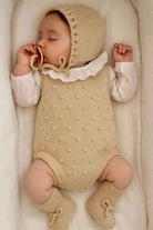 Baby Girls Camel Knitted Frill Romper