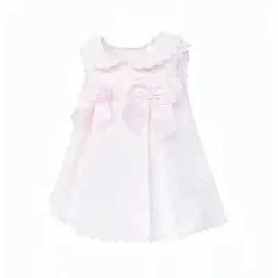 Baby Girls Pink Pleated Pique A Line Dress Dainty Delilah