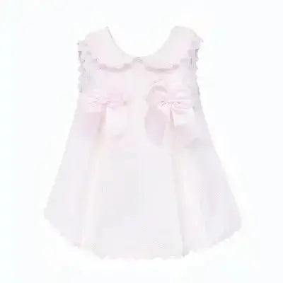 Baby Girls Pink Pleated Pique A Line Dress Dainty Delilah