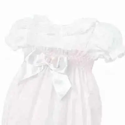 Baby Girls Smock White & Pink Summer Romper