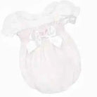 Baby Girls Smock White & Pink Summer Romper