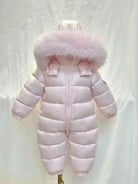 Baby Pink Detachable Fur Cuff Snowsuit - In Stock