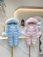 Baby Pink Detachable Fur Cuff Snowsuit - In Stock