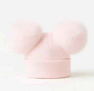 Baby Pink Double Pompom Fur Hat