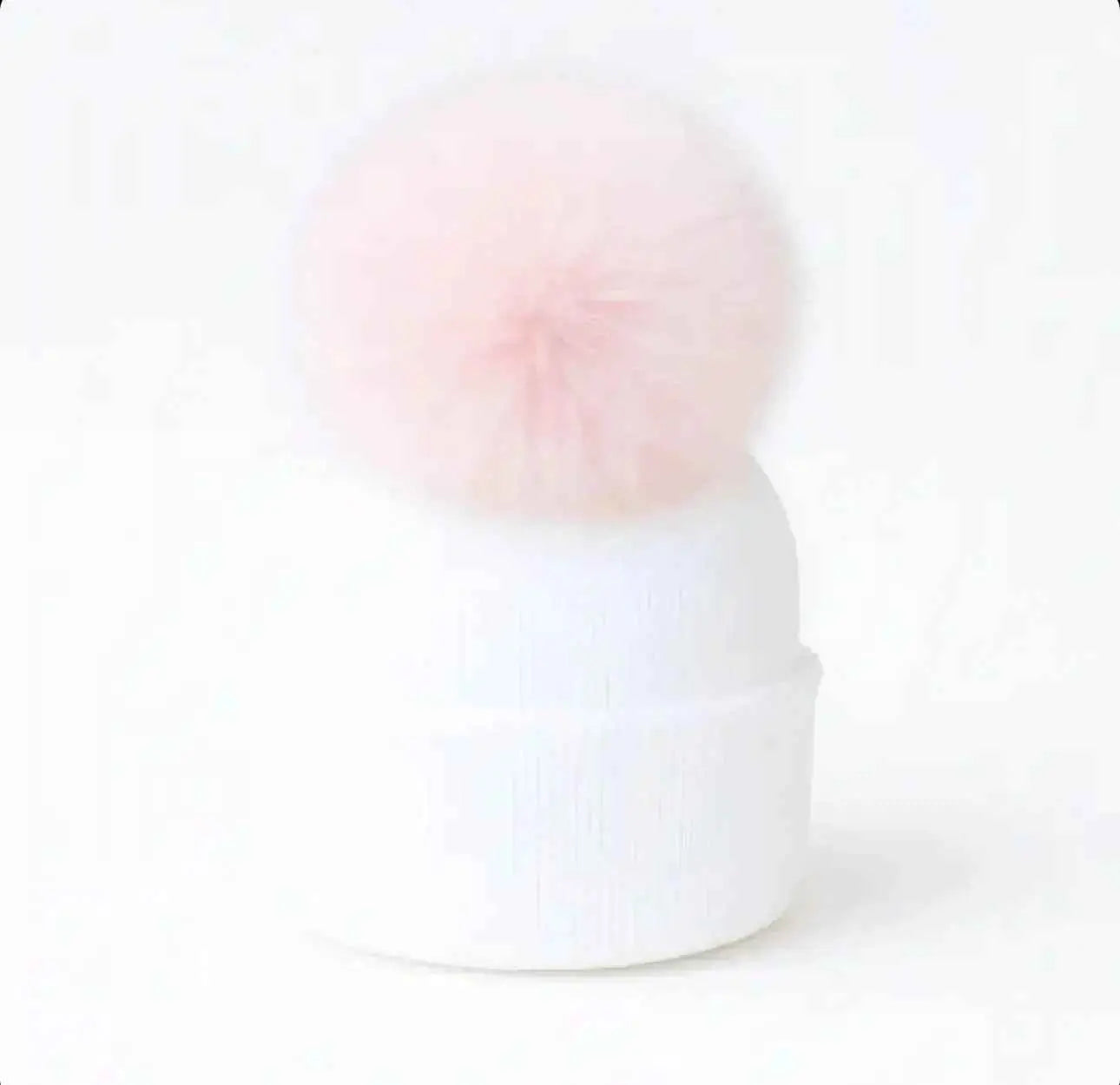 Baby Pink Single Pompom Fur Unisex Hat