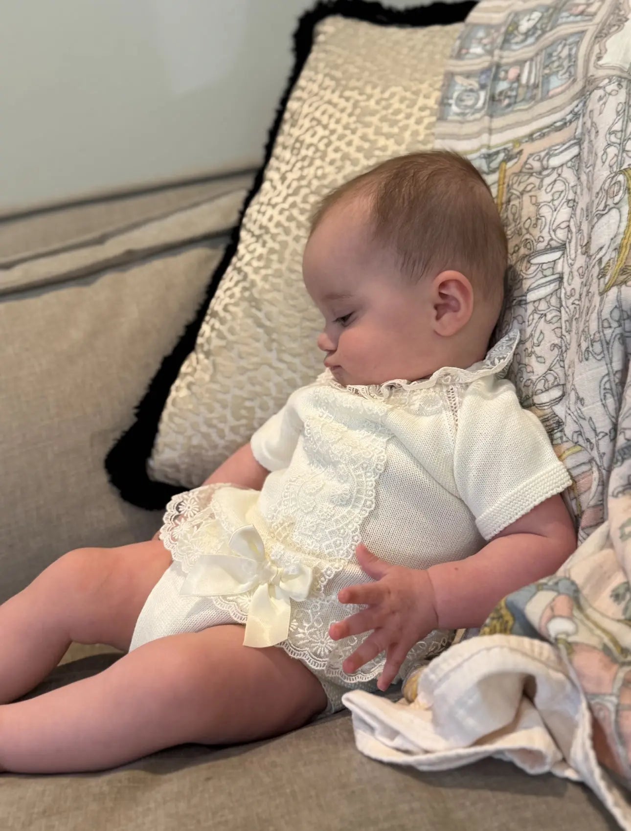 Baby Girls Cream  Lace Jam Pant Set Dainty Delilah