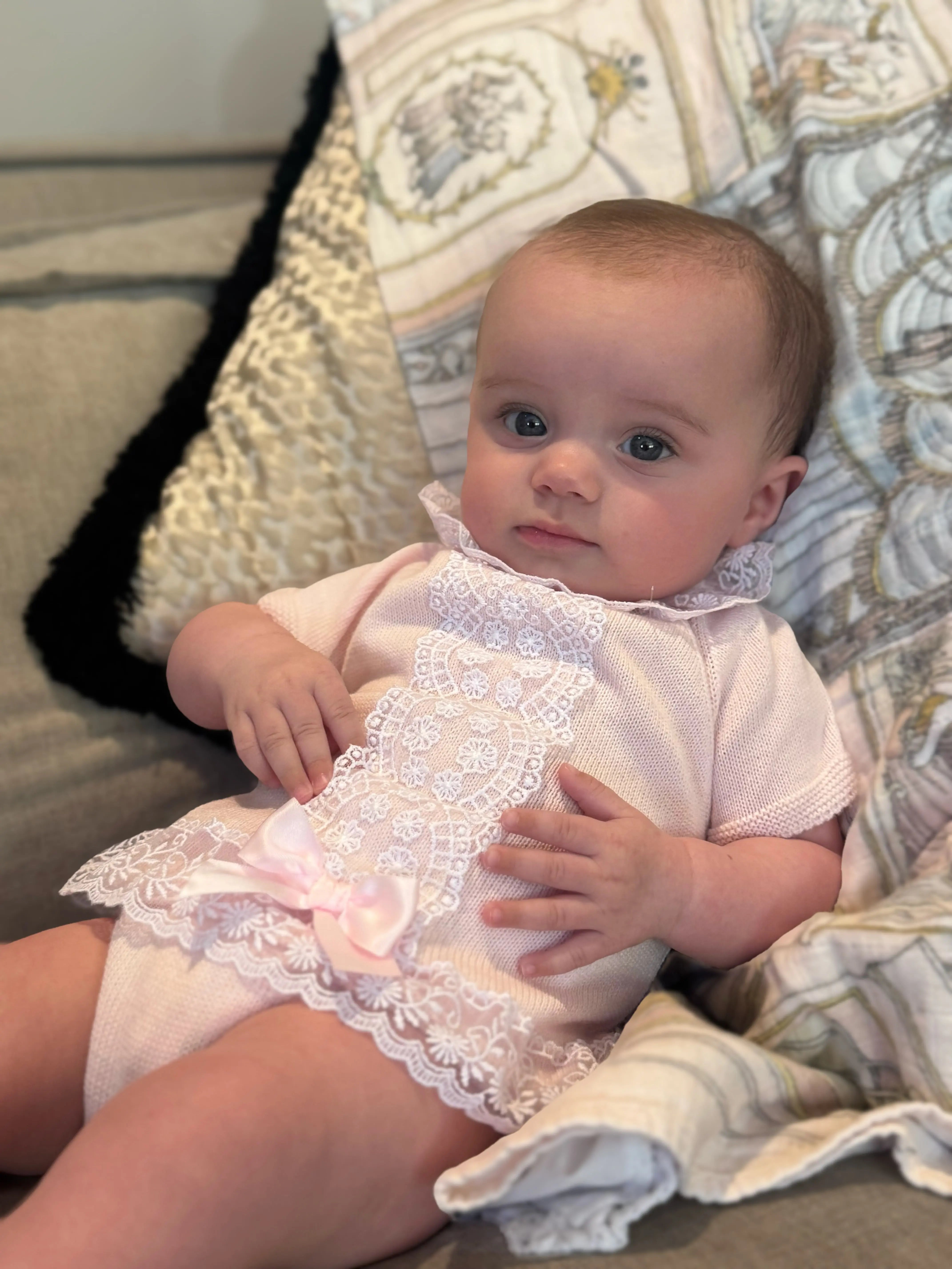 Baby Girls Pink Lace Jam Pant Set Dainty Delilah
