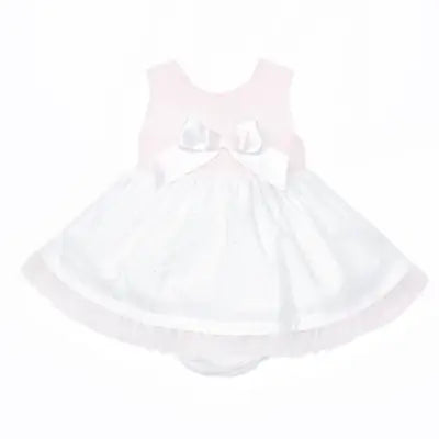 Baby Girls Smock White & Pink Summer Dress Dainty Delilah