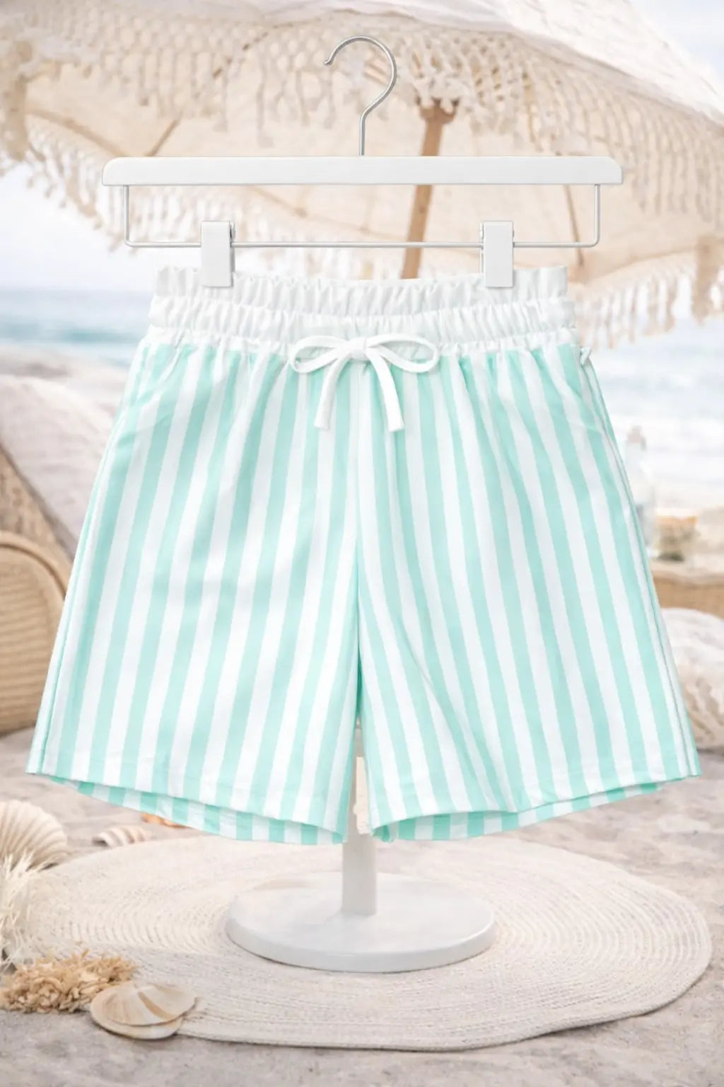 Boys Summer Mint Stripe Swimming Shorts Dainty Delilah