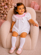 SS26 Baby Girls White Embroidered Romper Dainty Delilah