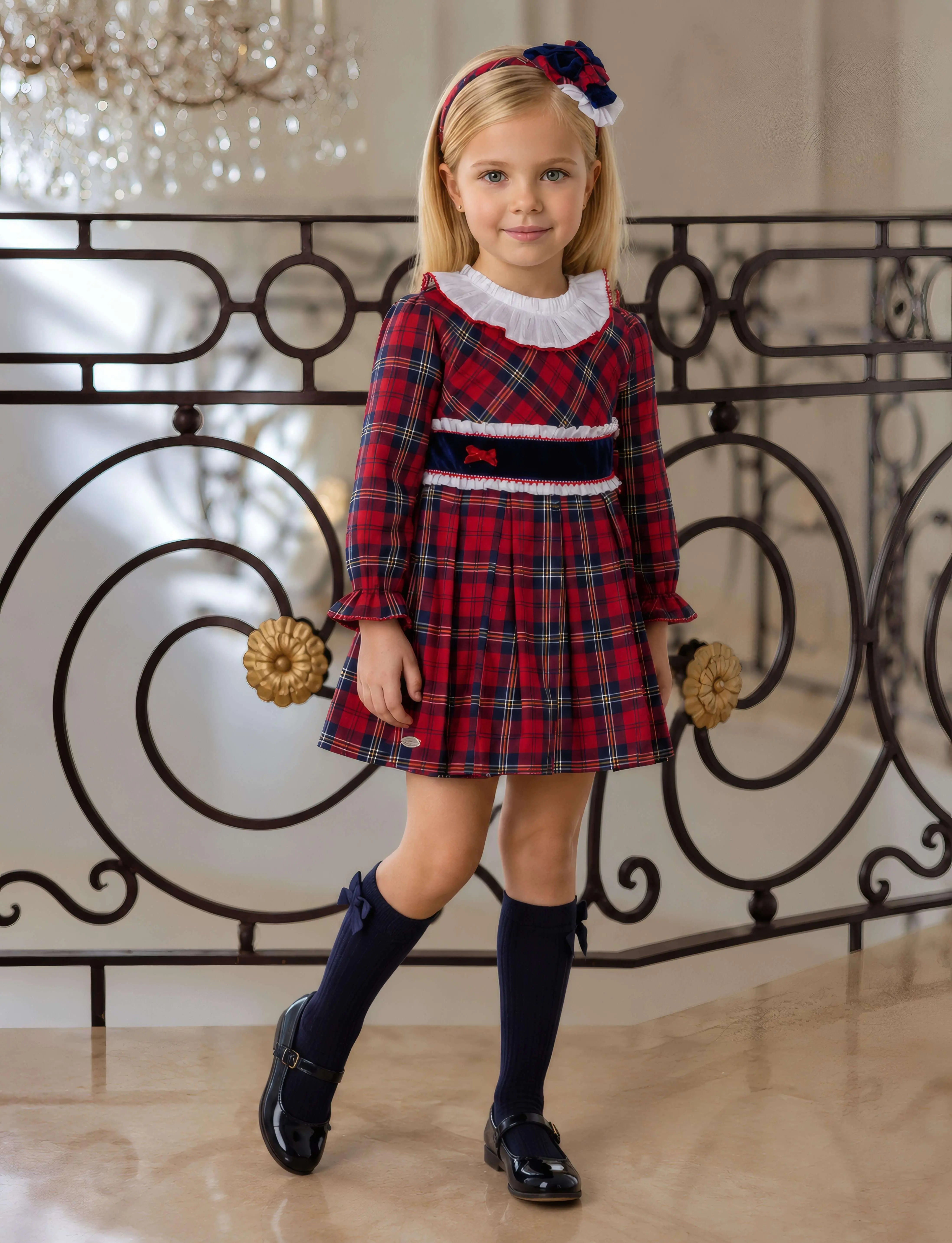 AW26 Miranda Girls Tartan Drop Waist Dress Miranda