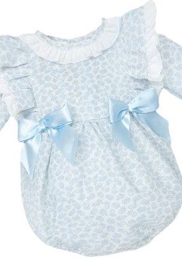 Girls Blue Spot Frilly Romper